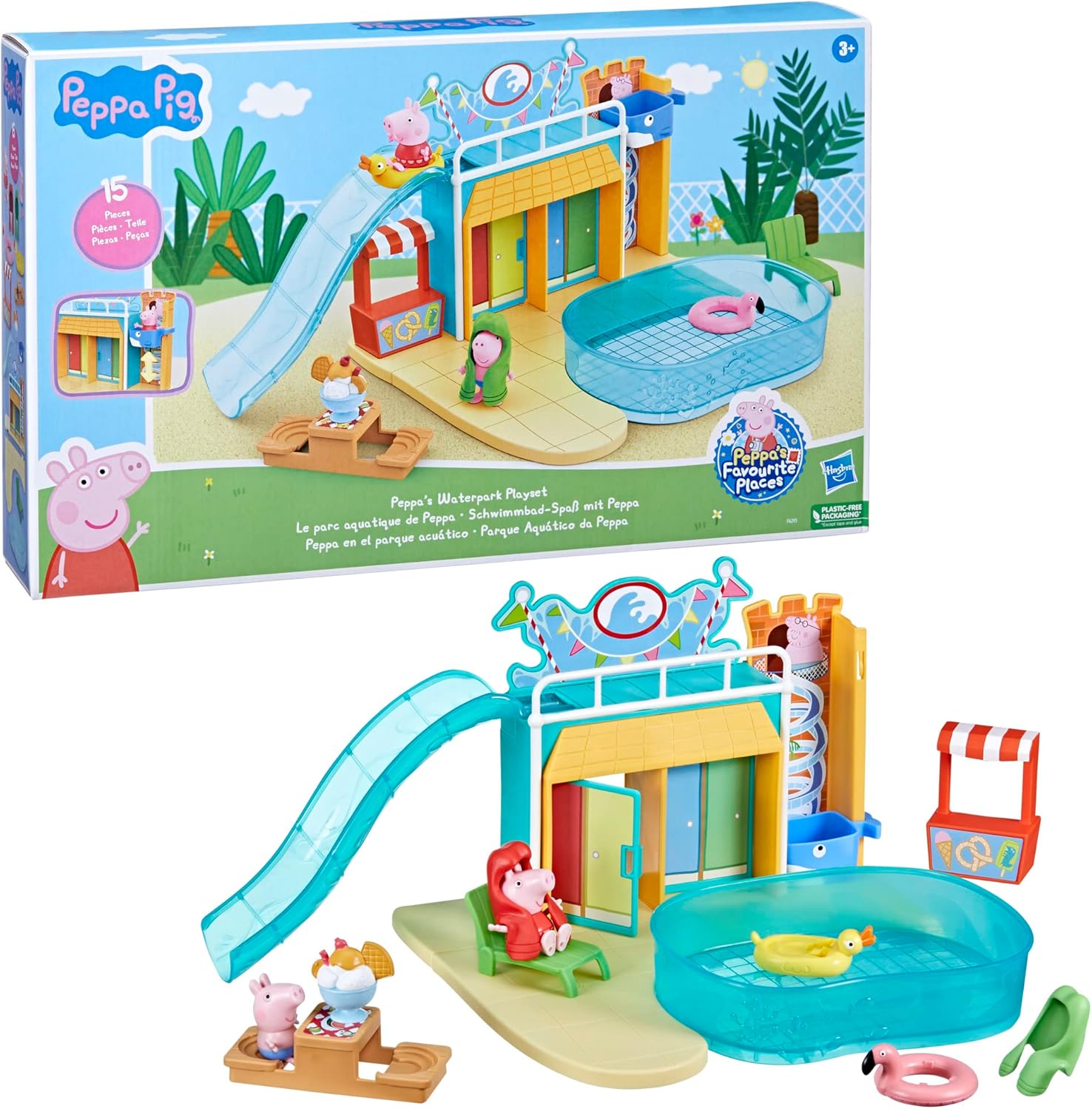 Peppa Pig Waterpark Playset with 2 Figures, Preschool Toys for 3+ Girls and Boys 24hrsmart
